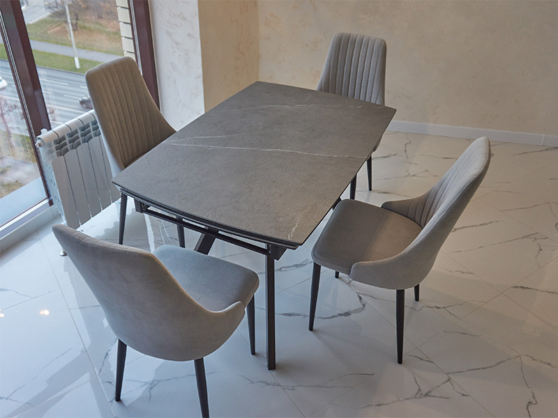 Кухонный стол со столешницей из керамогранита, цвет бетон